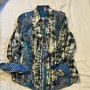 Robert Graham Blue and Black Patterned Shirt